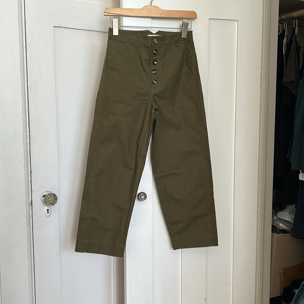 NWT Madewell Greenwich Relaxed Pants: Button-Front Edition Size 24 in Kale
